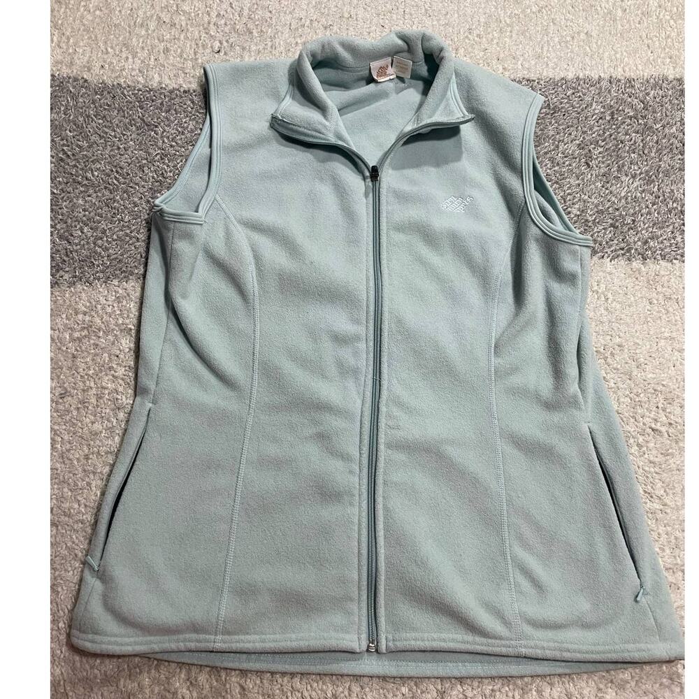 Eastern Mountain Sports Vest EMS Womens Large Fleece Full Zip Light Green Blue